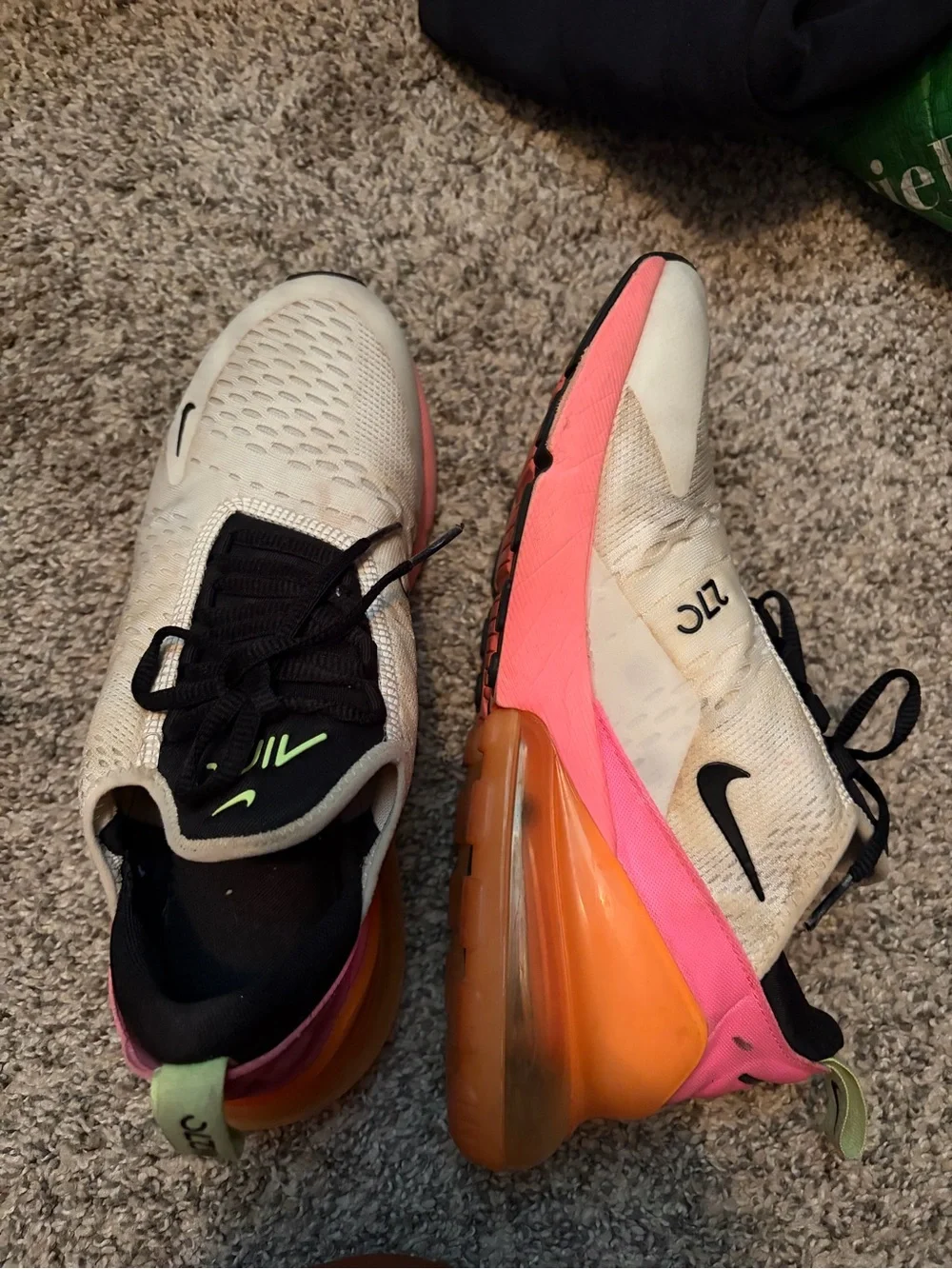 Nike White Sneakers with Pink and Orange Accents